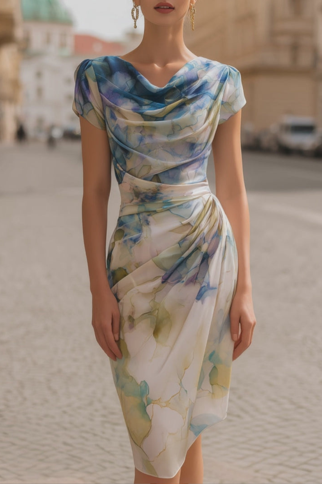 Printed Cowl-Neck Women&