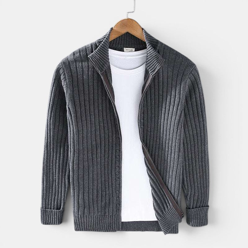 Voll-Zip Strickpullover Herren Cardigan Strickjacke