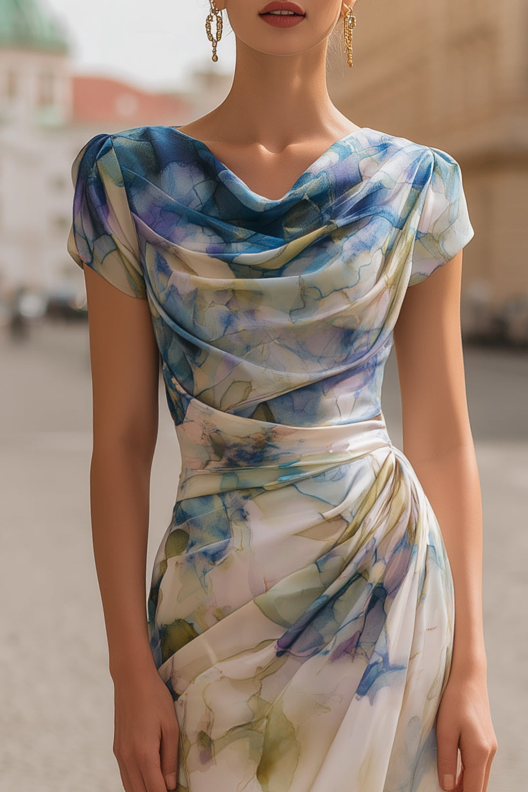 Printed Cowl-Neck Women&