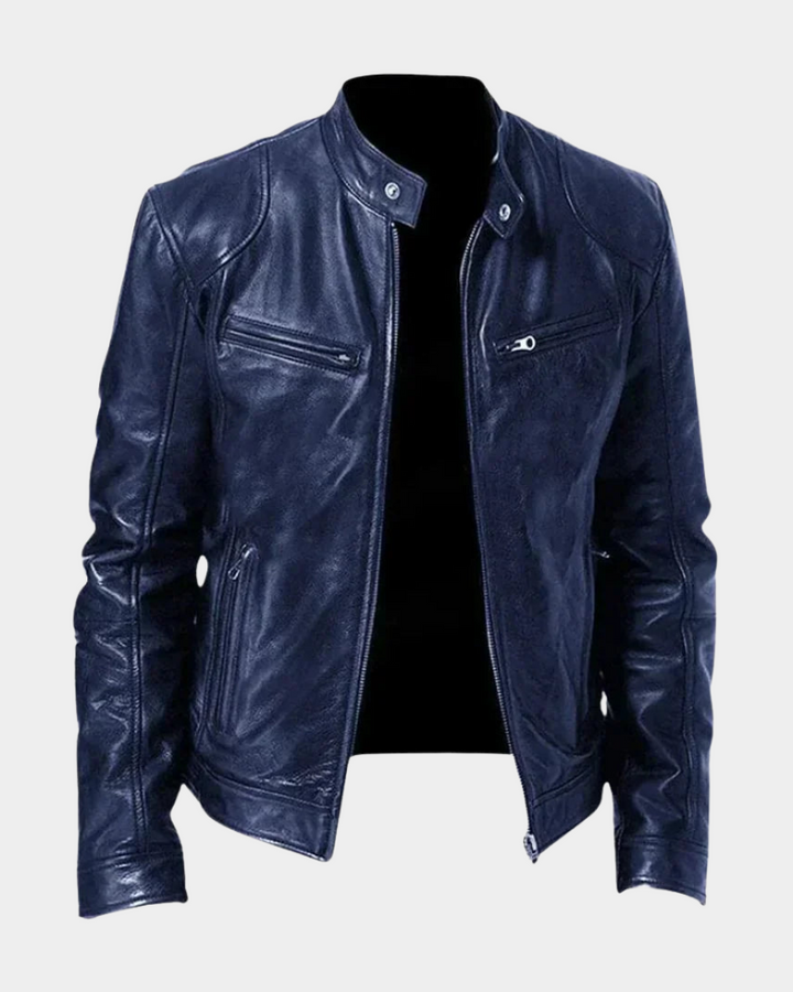 Klassische Rider Lederjacke Herren Bikerjacke Slim Fit
