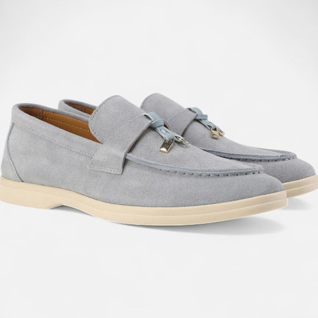 Navacava lady loafers side detail — premium suede craftsmanship