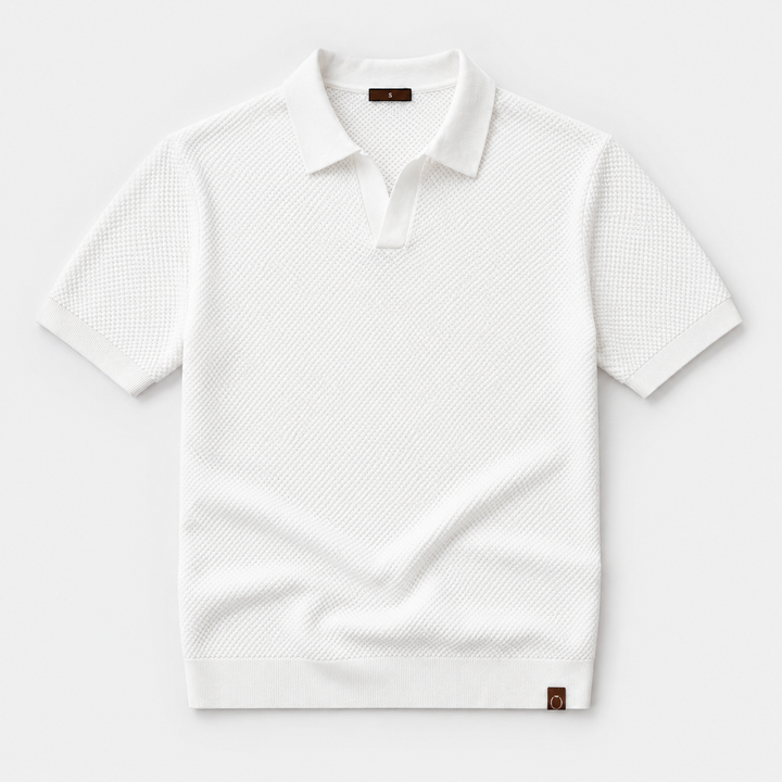 Slim-Fit Strick Poloshirt Herren Sommer Kurzarm Polo