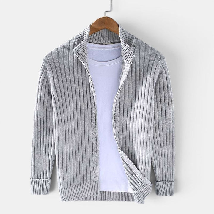 Voll-Zip Strickpullover Herren Cardigan Strickjacke