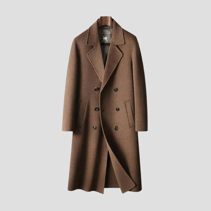 Navacava classic overcoat back view — refined long-line tailoring