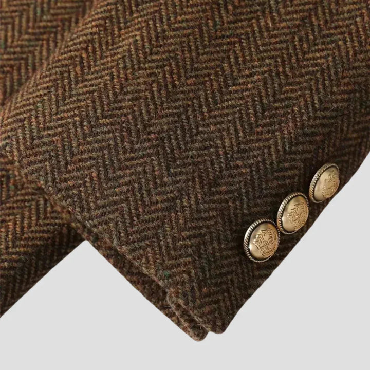 Navacava tweed jacket in brown — refined old money wardrobe piece