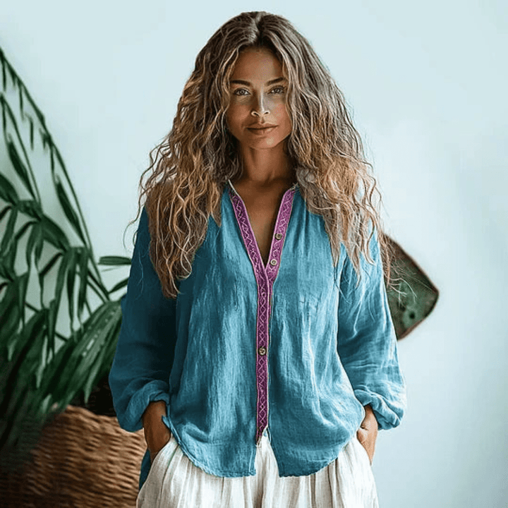 Boho Long Sleeve Floral Relaxed Shirt | Women&