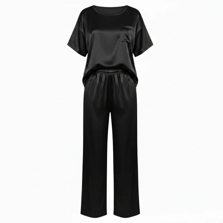 Loose Short-Sleeve Satin Women&