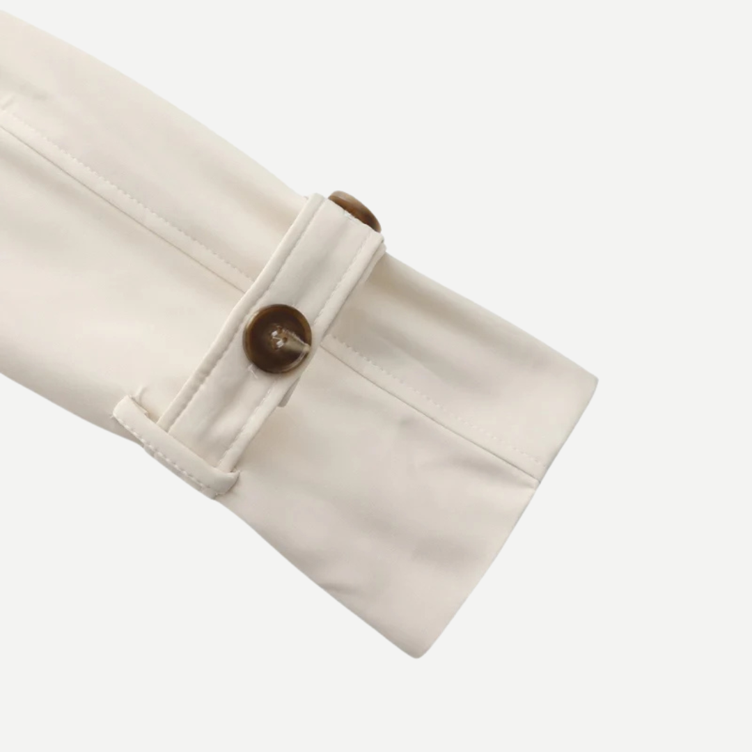 Navacava trench coat in neutral — old money wardrobe essential