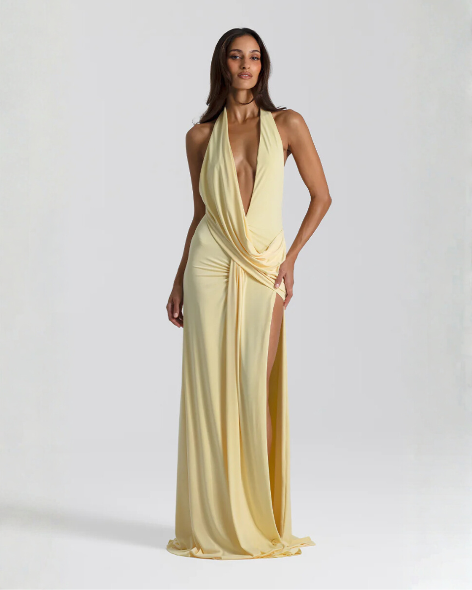 Plunge Halter Backless Women&