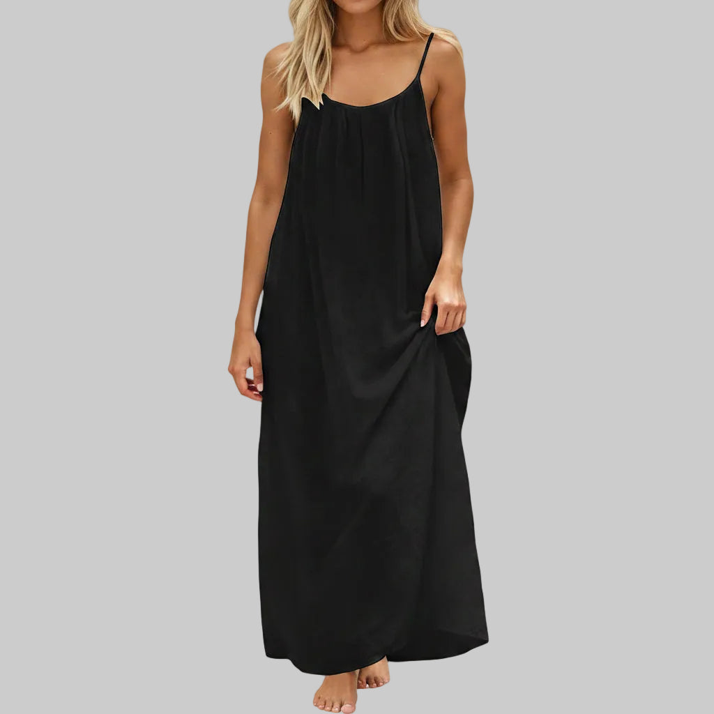Generic Cami Maxi Dress Backless Sleeveless Sundress with Tie Back