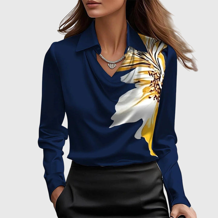 Brooklyn Pleated V-Neck Satin Blouse | Women&