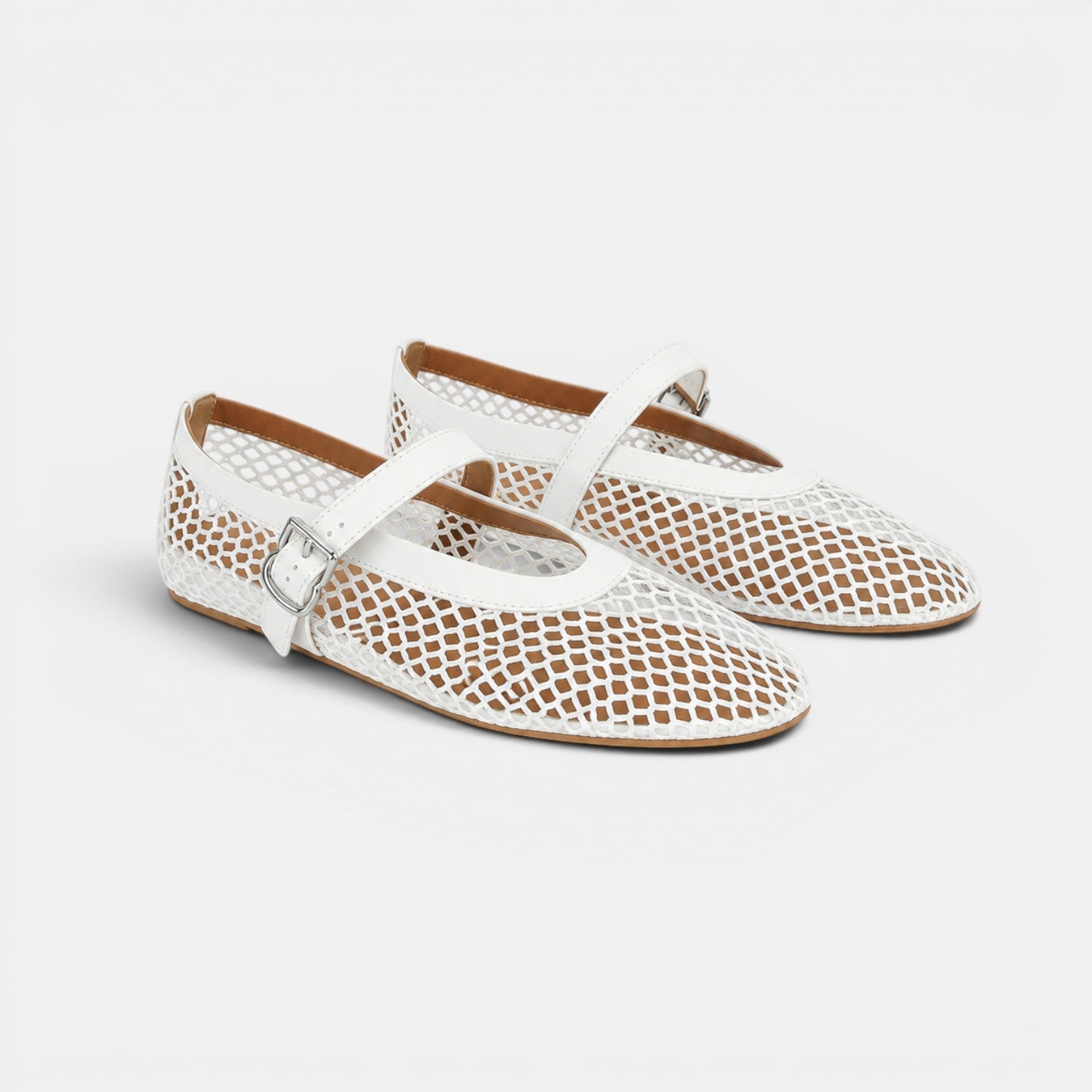 Navacava mesh ballet flats front view — classic feminine silhouette