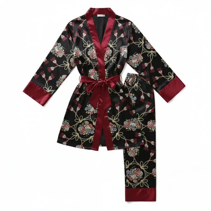 Elegant Lace-Trim Satin Women&