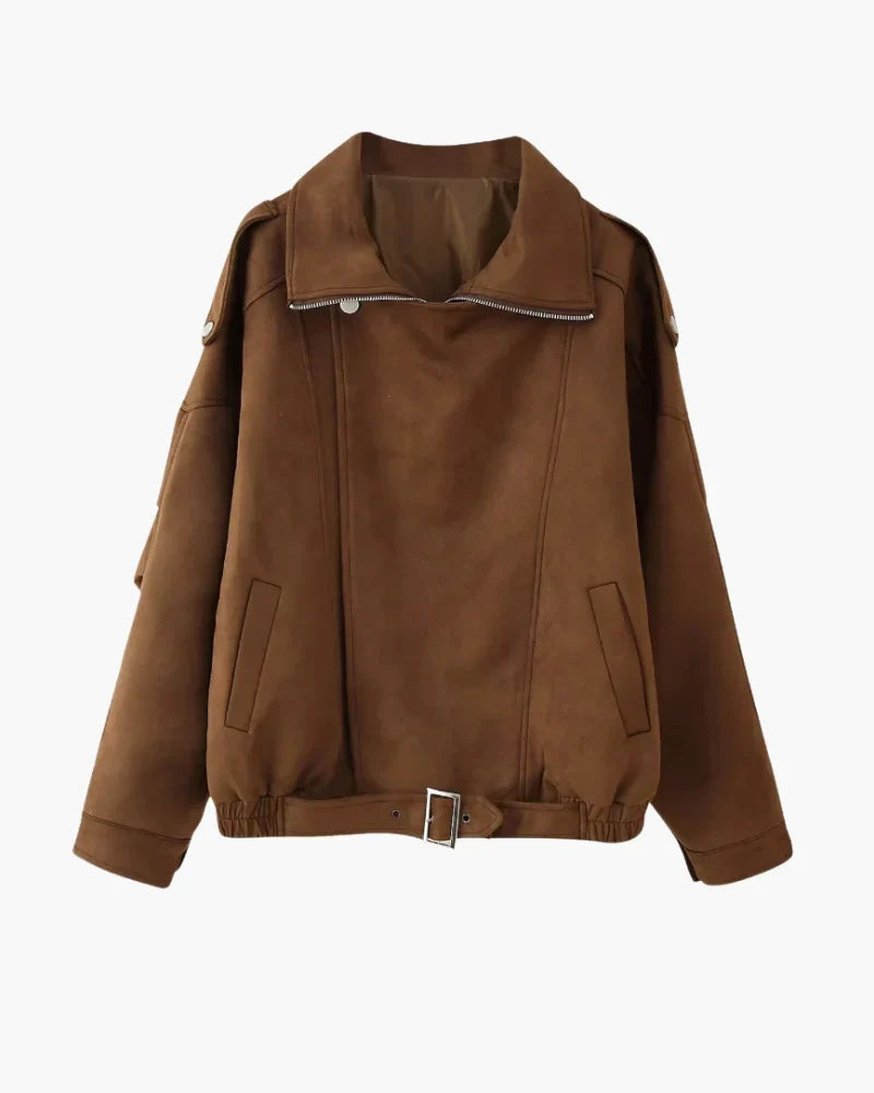 Navacava suede bomber jacket styled — effortless old money confidence