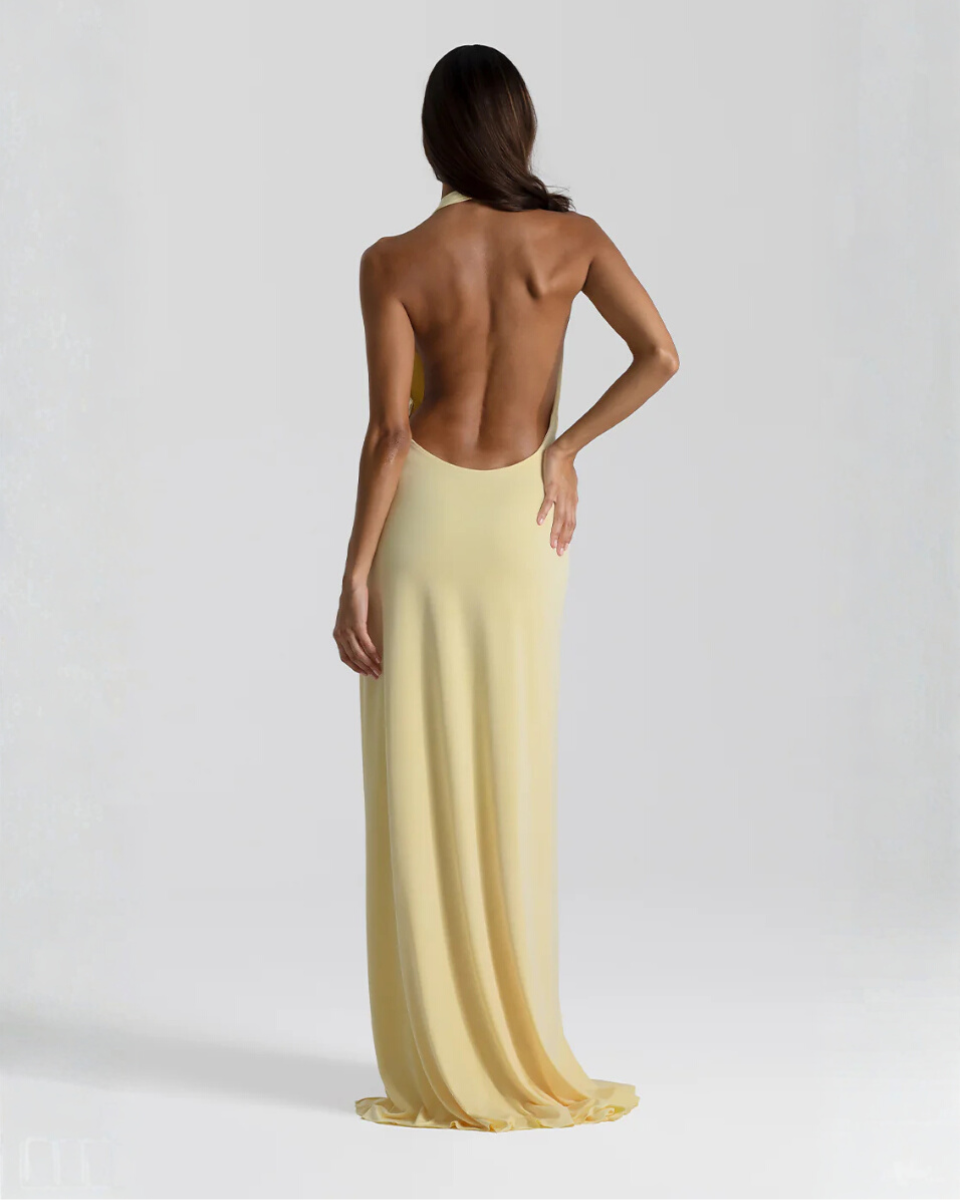 Plunge Halter Backless Women&