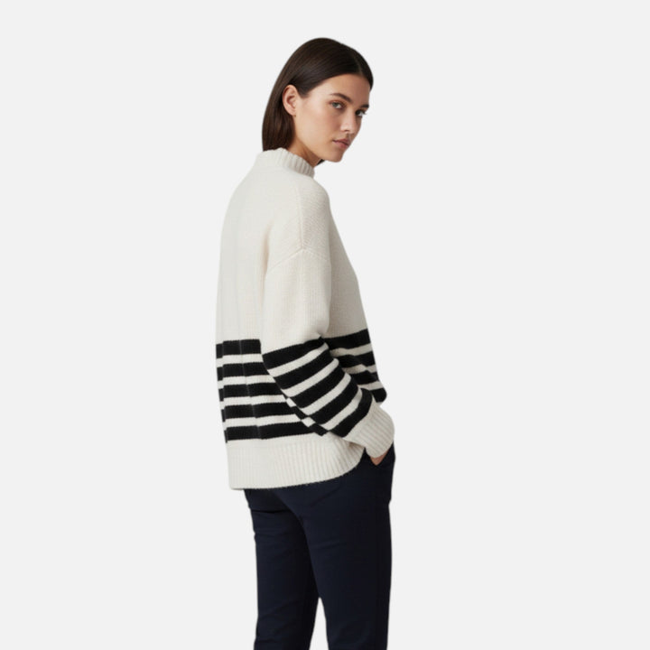 Navacava Coastal Stripe Sweater styled — effortless refined dressing