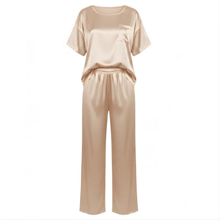 Loose Short-Sleeve Satin Women&