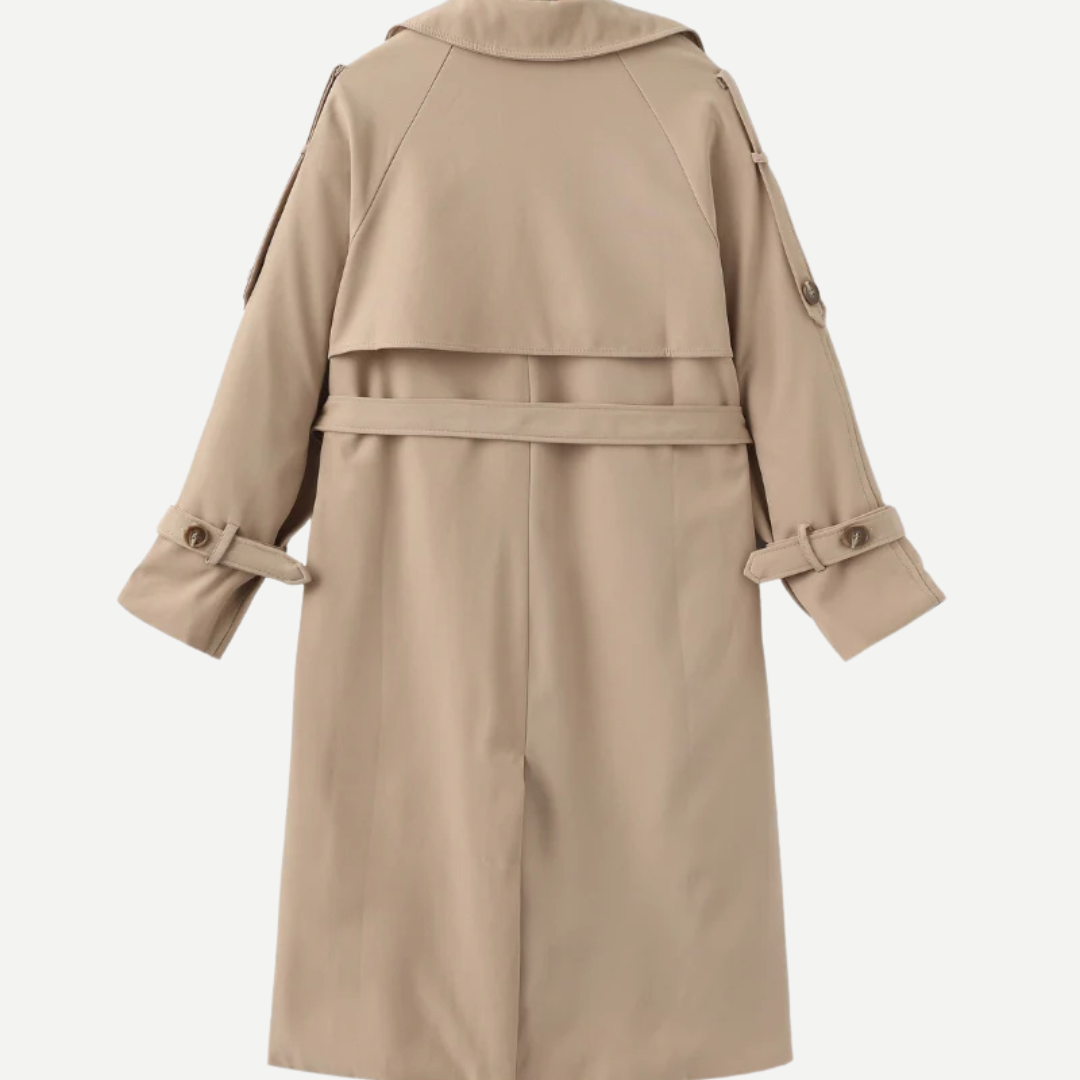 Navacava trench coat collar detail — refined European tailoring