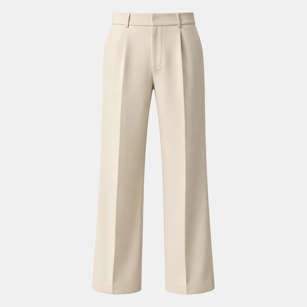 Navacava Wide Leg Trousers in beige — elegant everyday old money bottoms