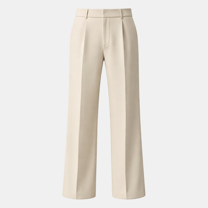 Navacava Wide Leg Trousers in beige — elegant everyday old money bottoms