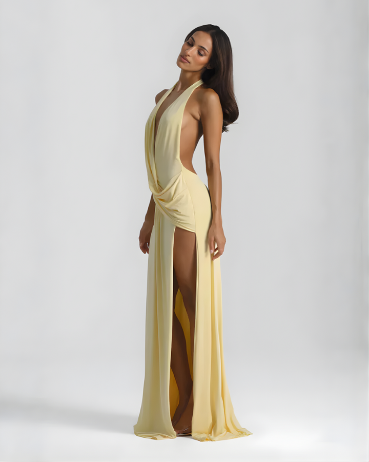 Plunge Halter Backless Women&