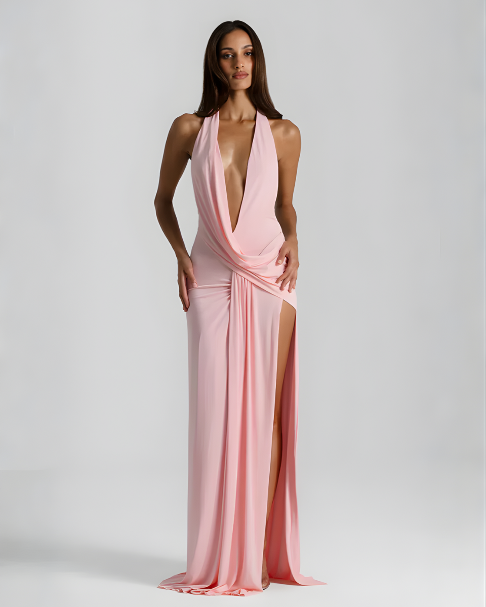Plunge Halter Backless Women&