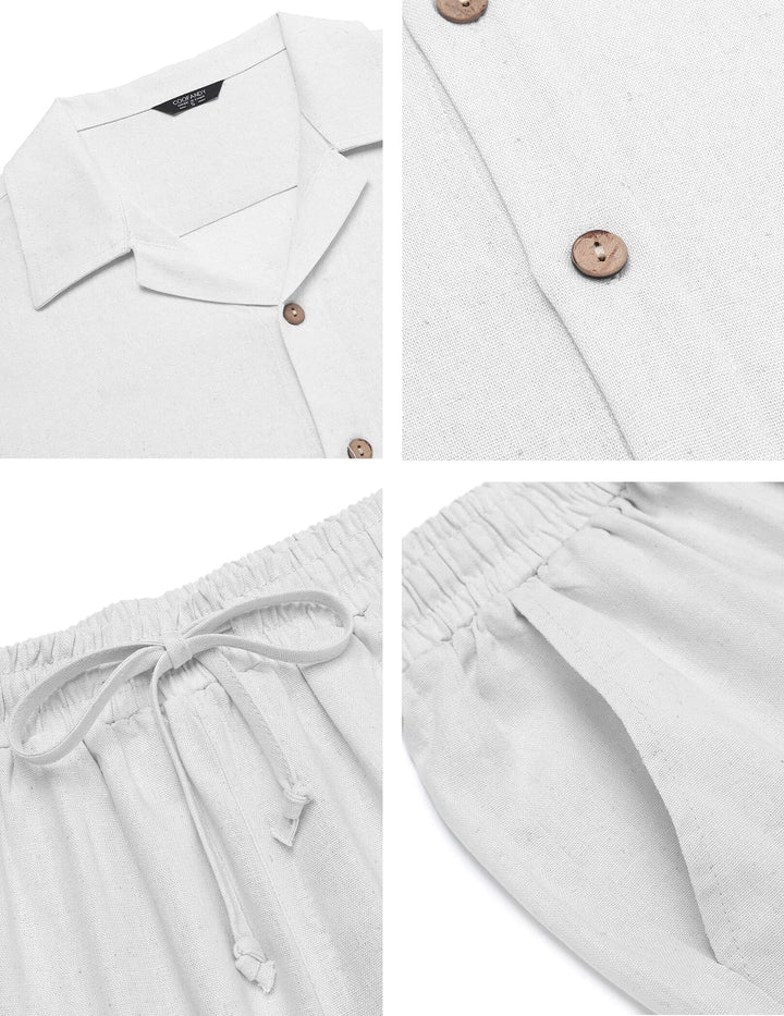 Leinen Zweiteiler Set Herren Sommer Hemd Hose Matching