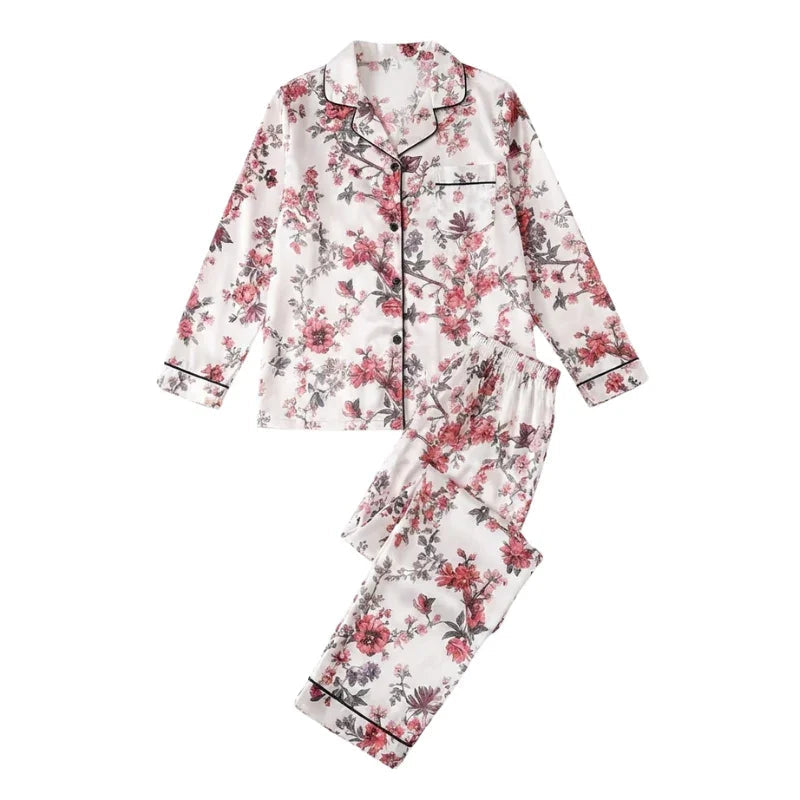 Romantic Floral Satin Women&