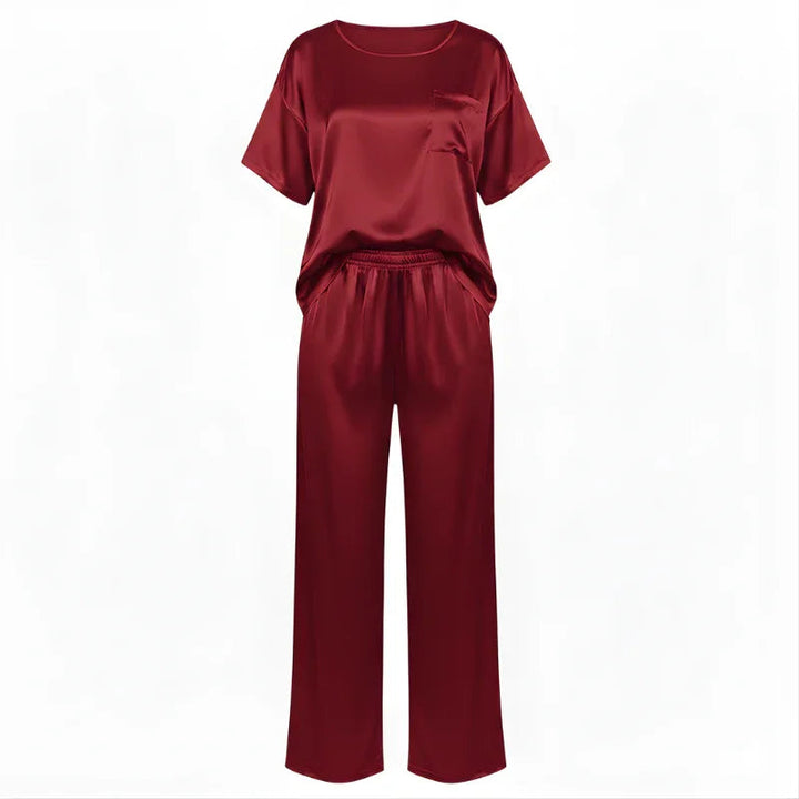Loose Short-Sleeve Satin Women&