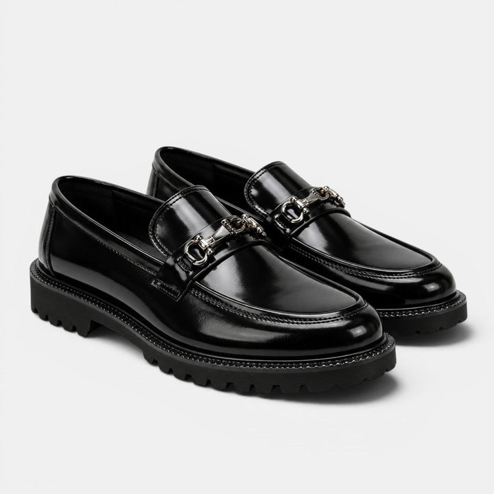 Horsebit Loafer Herren Leder Profilsohle Slip-On Schuhe