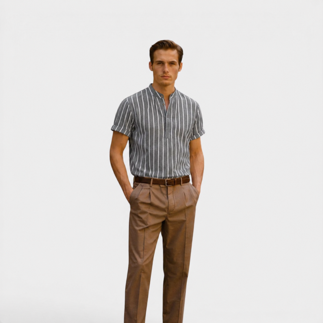 Leichtes Leinenhemd Herren Sommer Button-Down Hemd