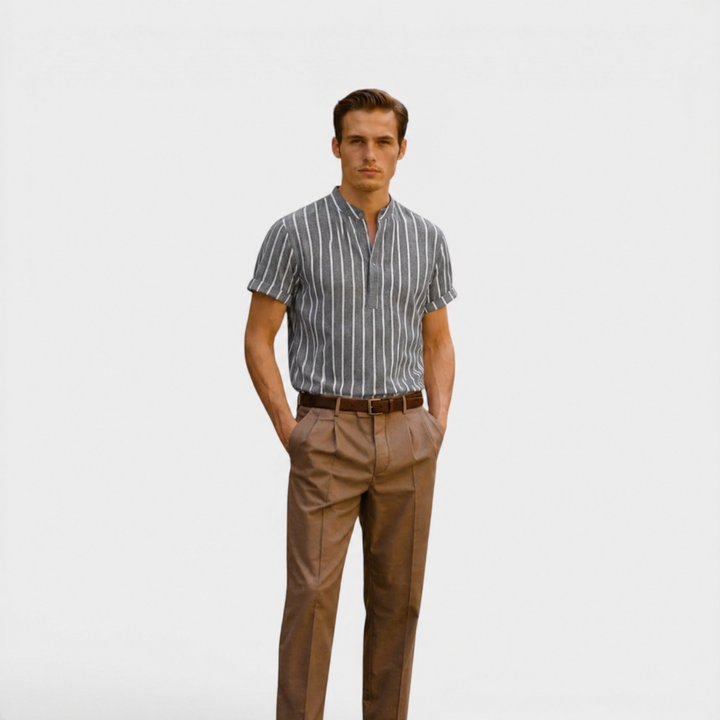 Leichtes Leinenhemd Herren Sommer Button-Down Hemd