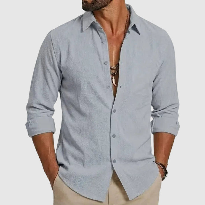 Langarm Button-Up Baumwollhemd Herren Sommer Casual