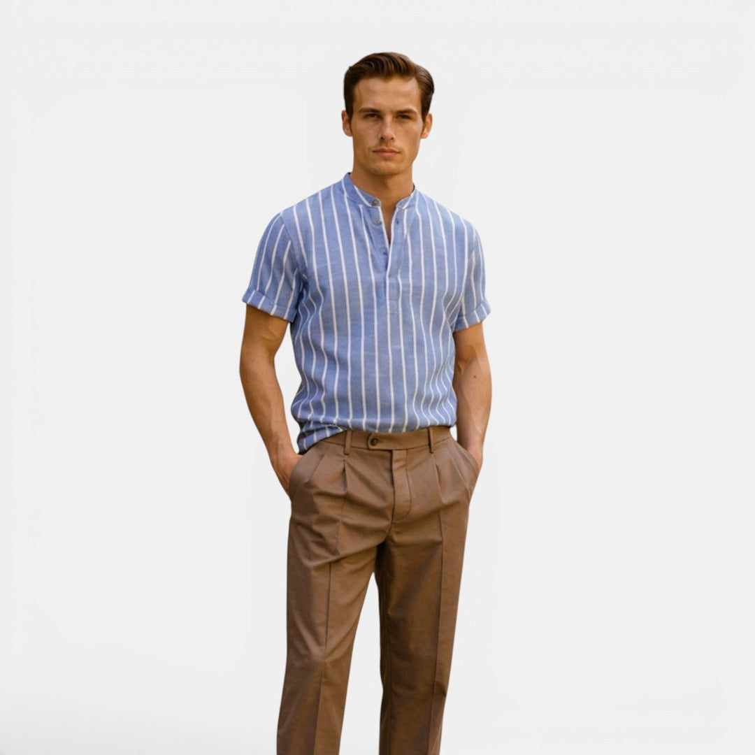 Leichtes Leinenhemd Herren Sommer Button-Down Hemd