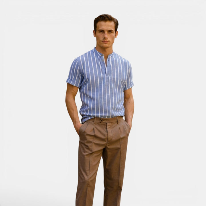 Leichtes Leinenhemd Herren Sommer Button-Down Hemd