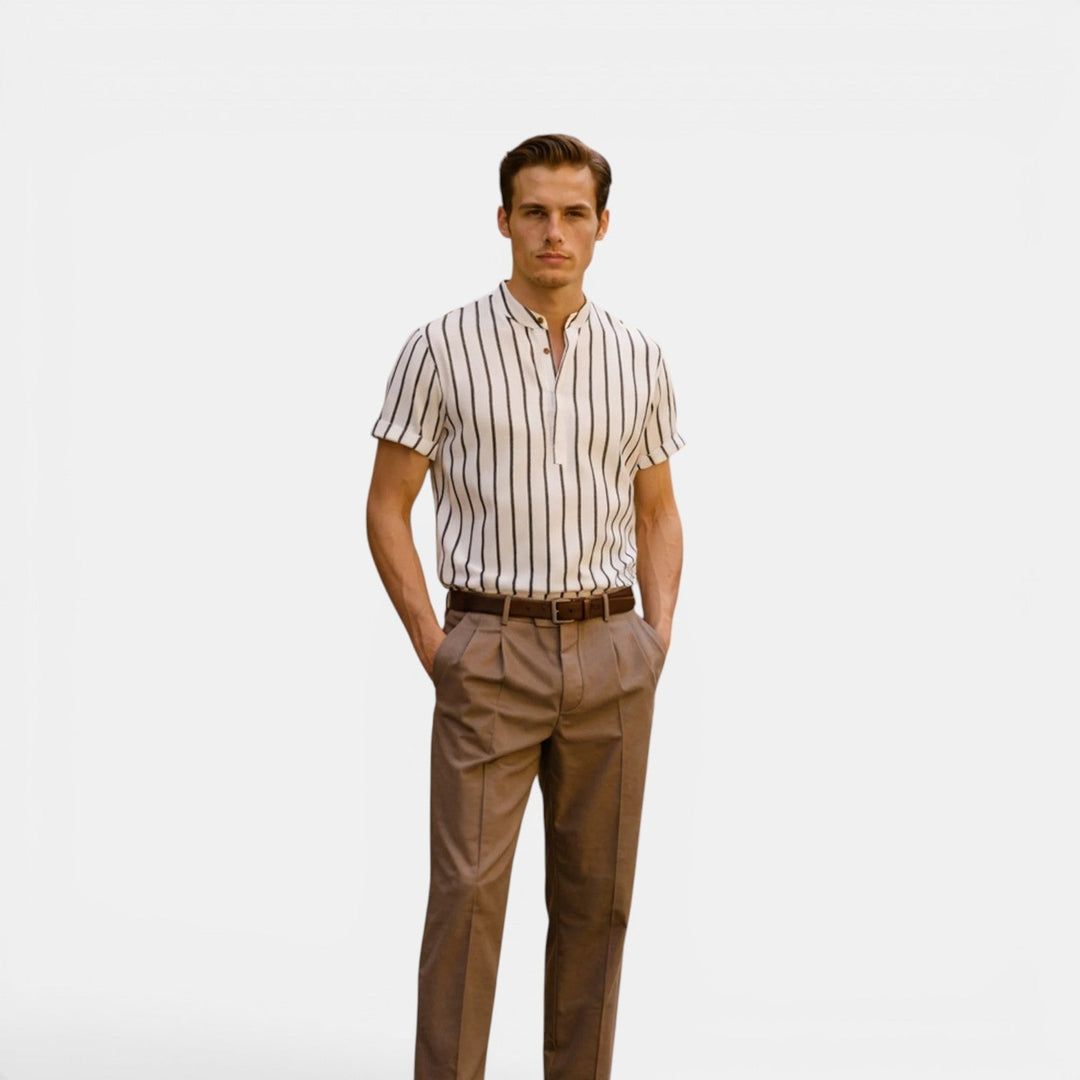 Leichtes Leinenhemd Herren Sommer Button-Down Hemd