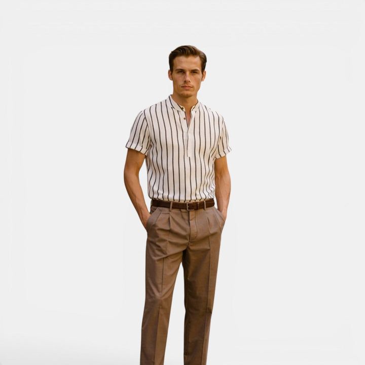 Leichtes Leinenhemd Herren Sommer Button-Down Hemd