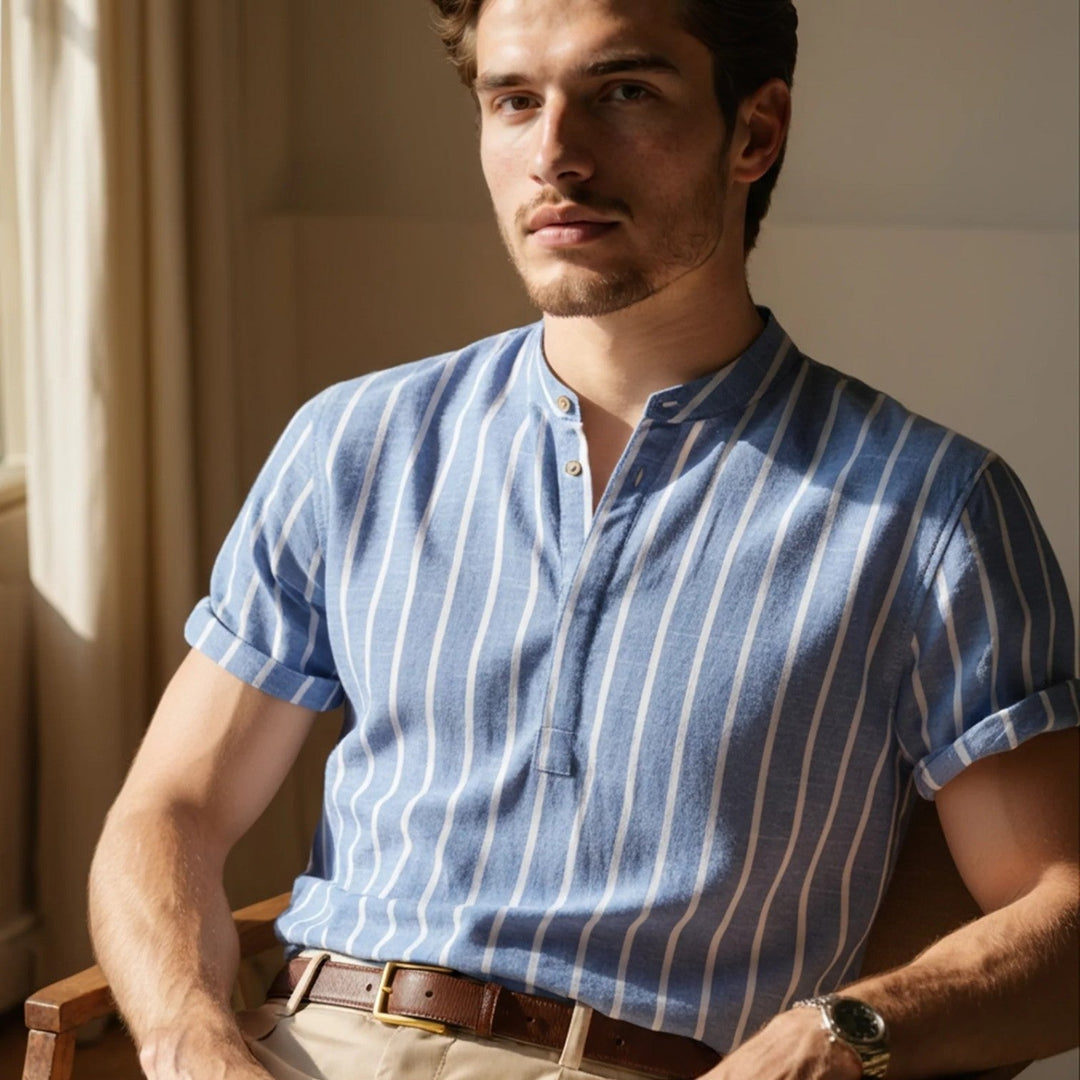 Leichtes Leinenhemd Herren Sommer Button-Down Hemd