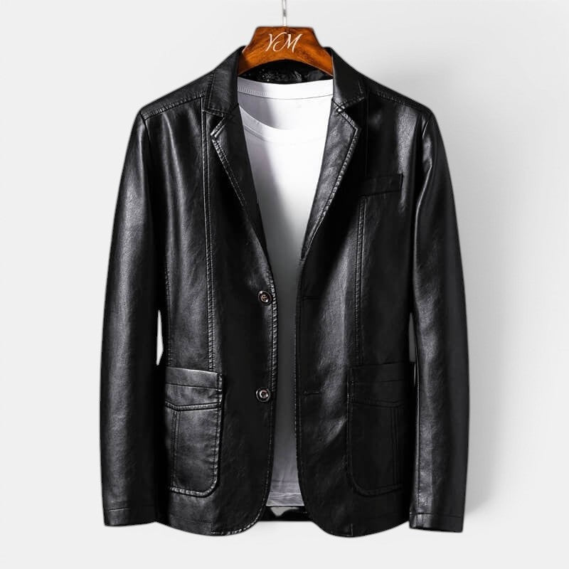 Premium Lederjacke Herren Echtleder Bikerjacke Slim
