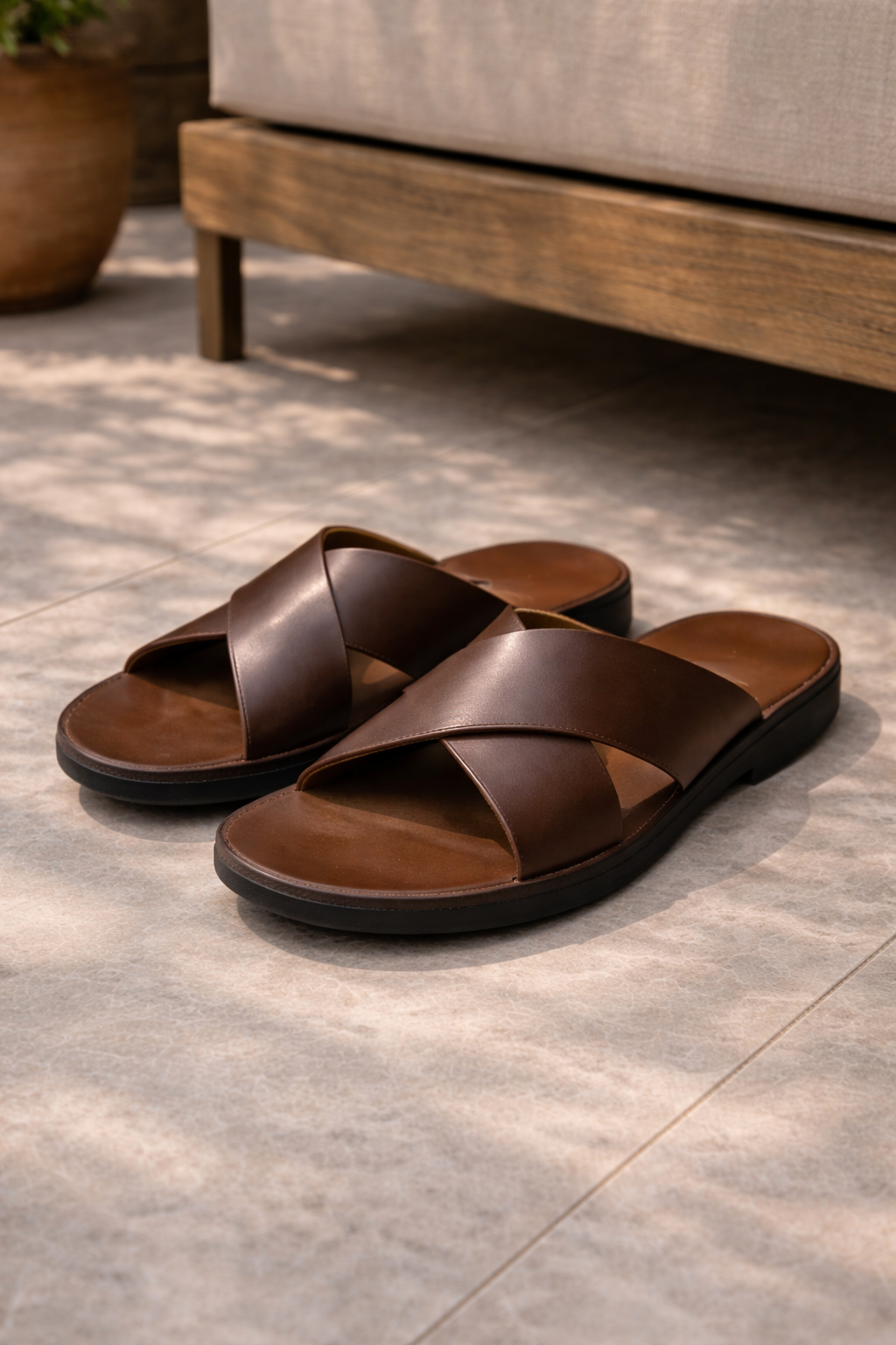 Leder Sandalen Herren Kreuzriemen Sommer Outdoor Schuhe