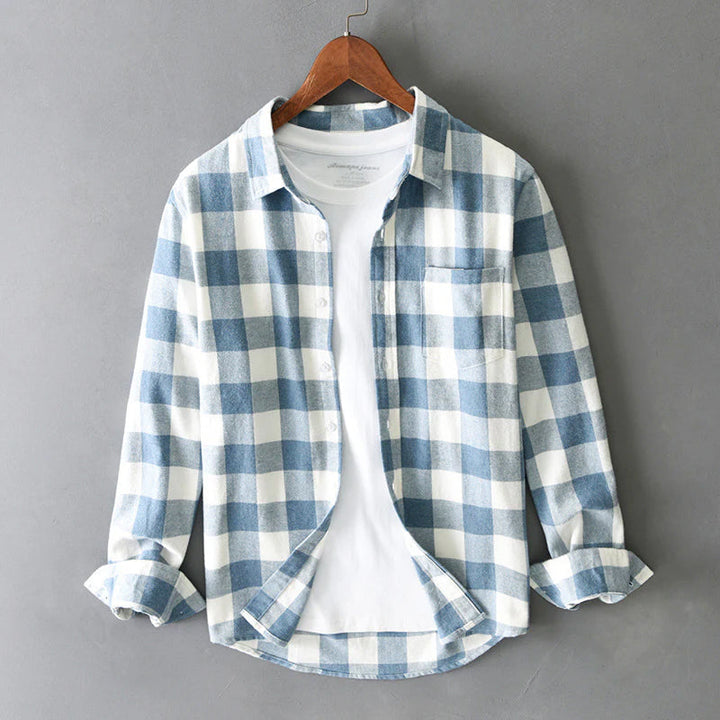 Klassisches Kariertes Baumwollhemd Herren Vintage Check