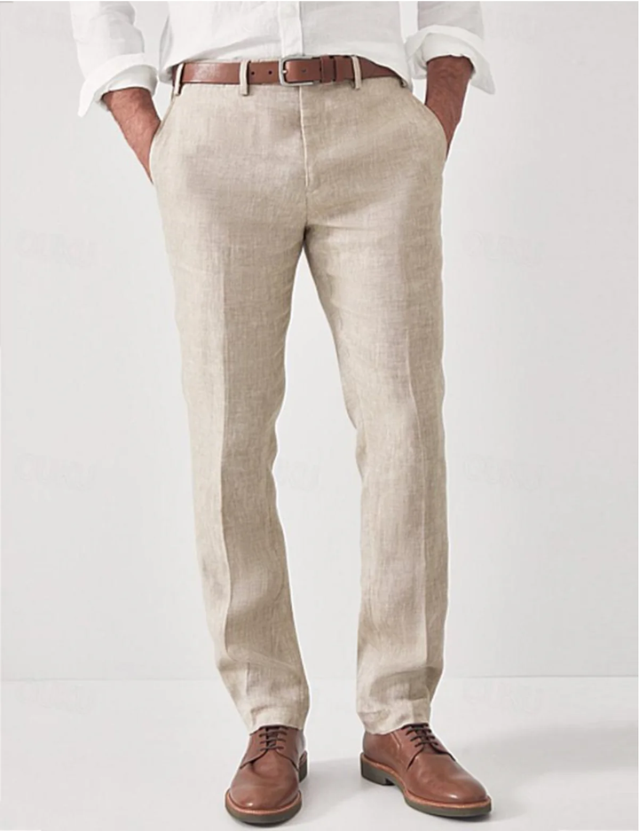 Elegante Leinen Anzughose Herren Sommer Business Hose