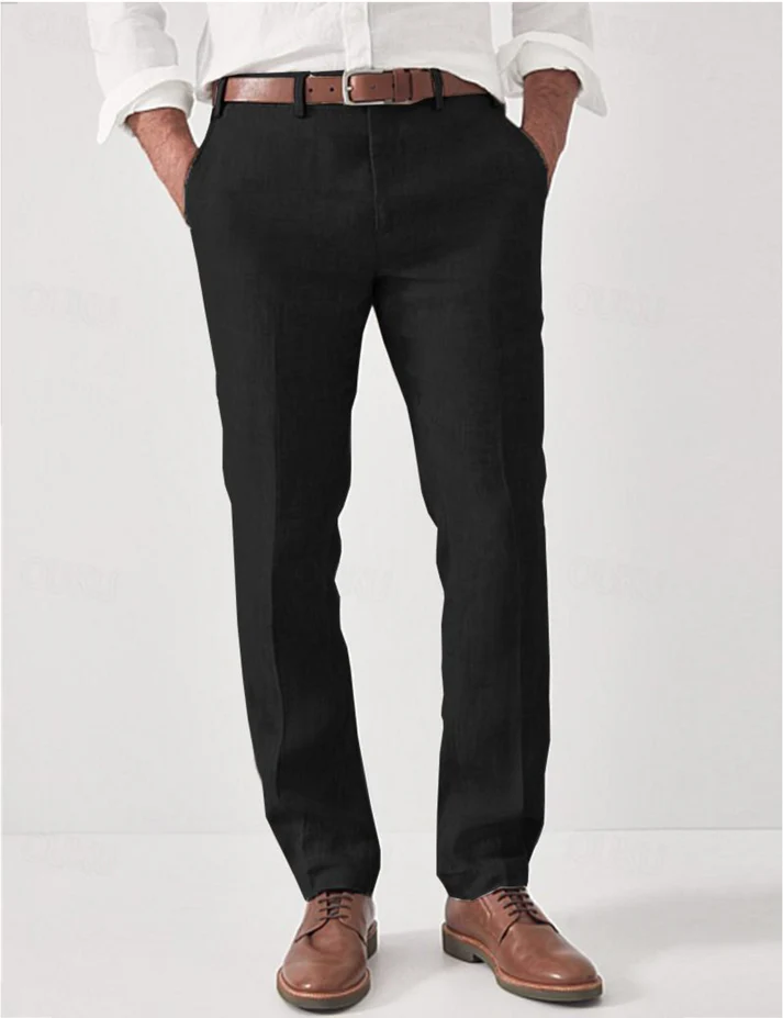 Elegante Leinen Anzughose Herren Sommer Business Hose