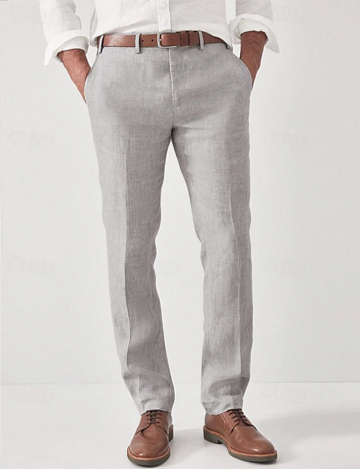 Elegante Leinen Anzughose Herren Sommer Business Hose
