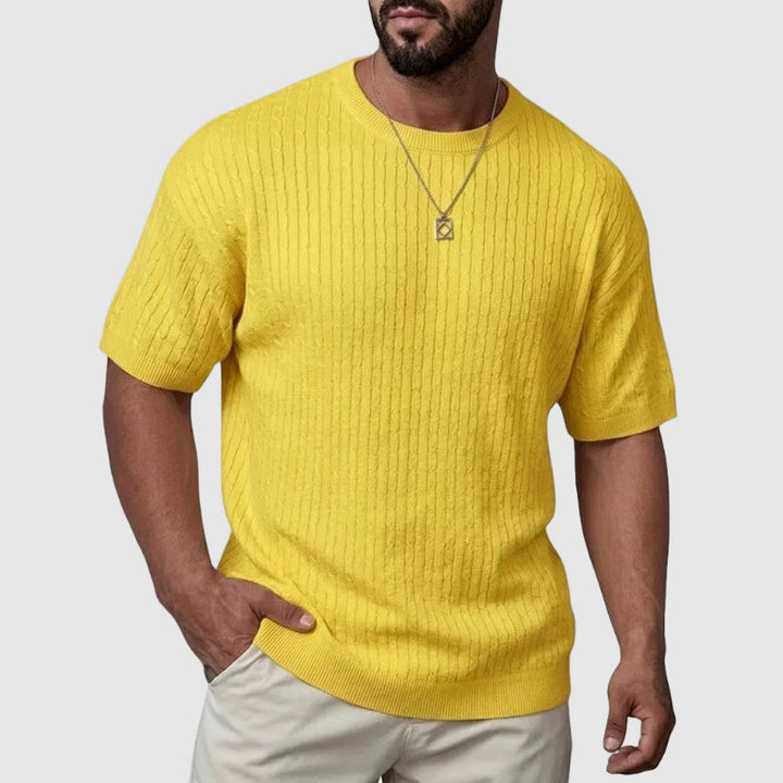 Strukturierter Strick Kurzarm Pullover Herren Sweater