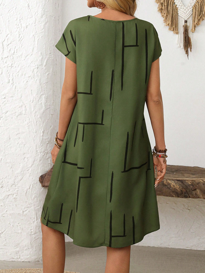 Printed Batwing Sleeve Women&