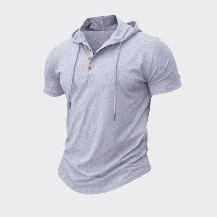 Leinen Kapuzen Henley Hemd Herren Kurzarm Street Style