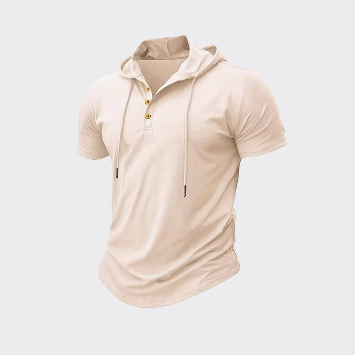 Leinen Kapuzen Henley Hemd Herren Kurzarm Street Style