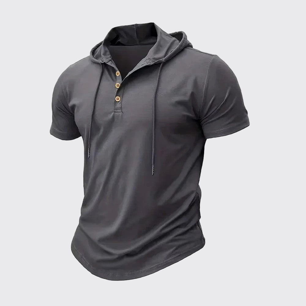 Leinen Kapuzen Henley Hemd Herren Kurzarm Street Style