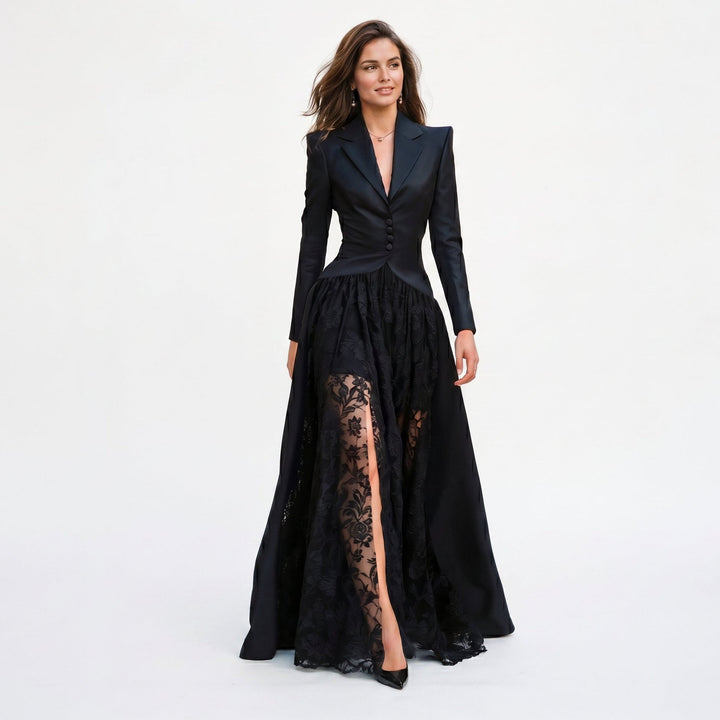 Emma Satin Blazer Lace Gown Set | Women&